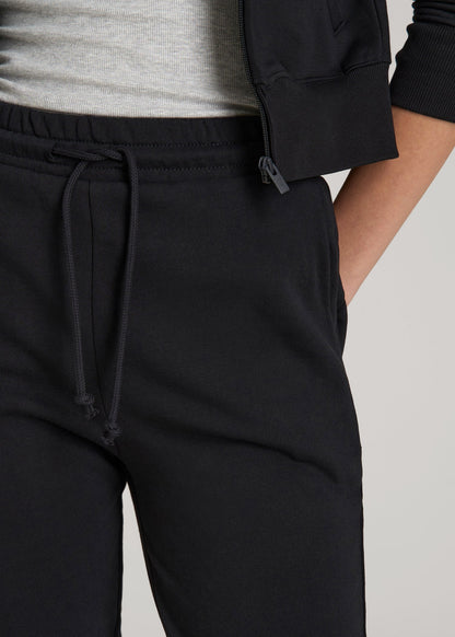 American Tall Women Wearever Fleece Slim Fit High-Waisted Garment Dye Sweatpants for Tall Women in Black