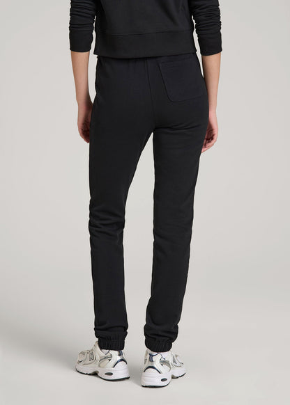 American Tall Women Wearever Fleece Slim Fit High-Waisted Garment Dye Sweatpants for Tall Women in Black