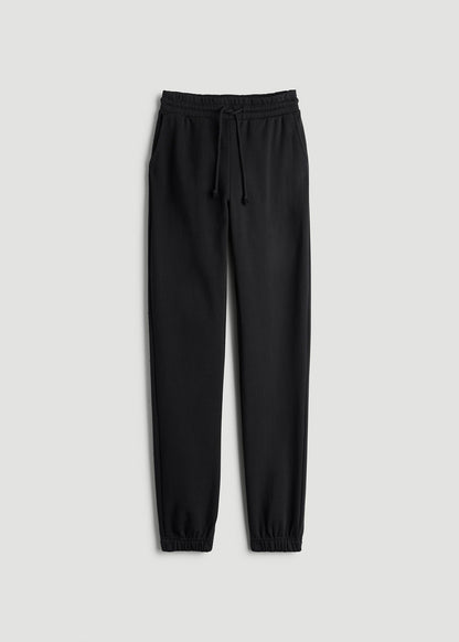 American Tall Women Wearever Fleece Slim Fit High-Waisted Garment Dye Sweatpants for Tall Women in Black