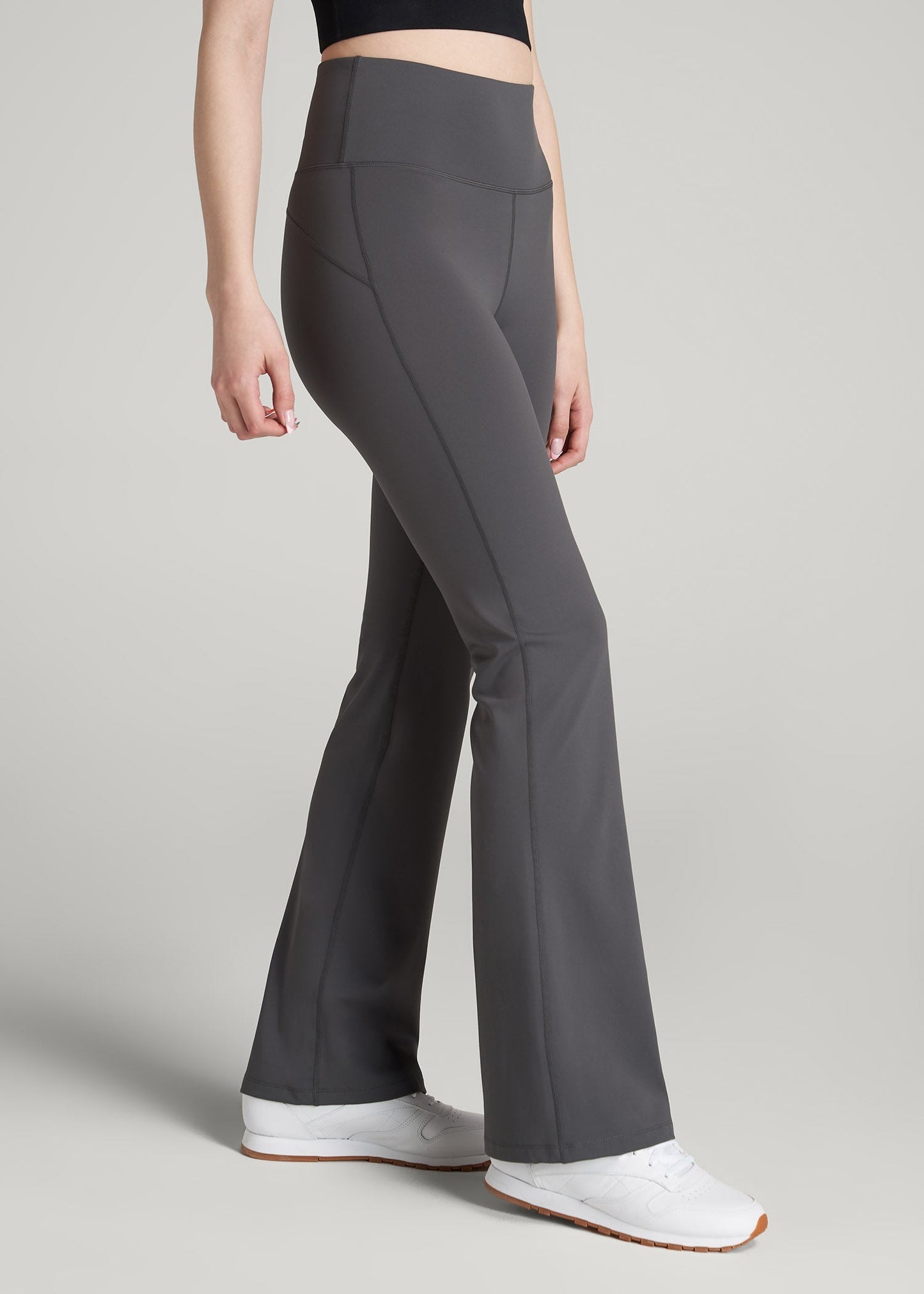 American Tall Women Balance Flare Yoga Pants for Tall Women in Charcoal