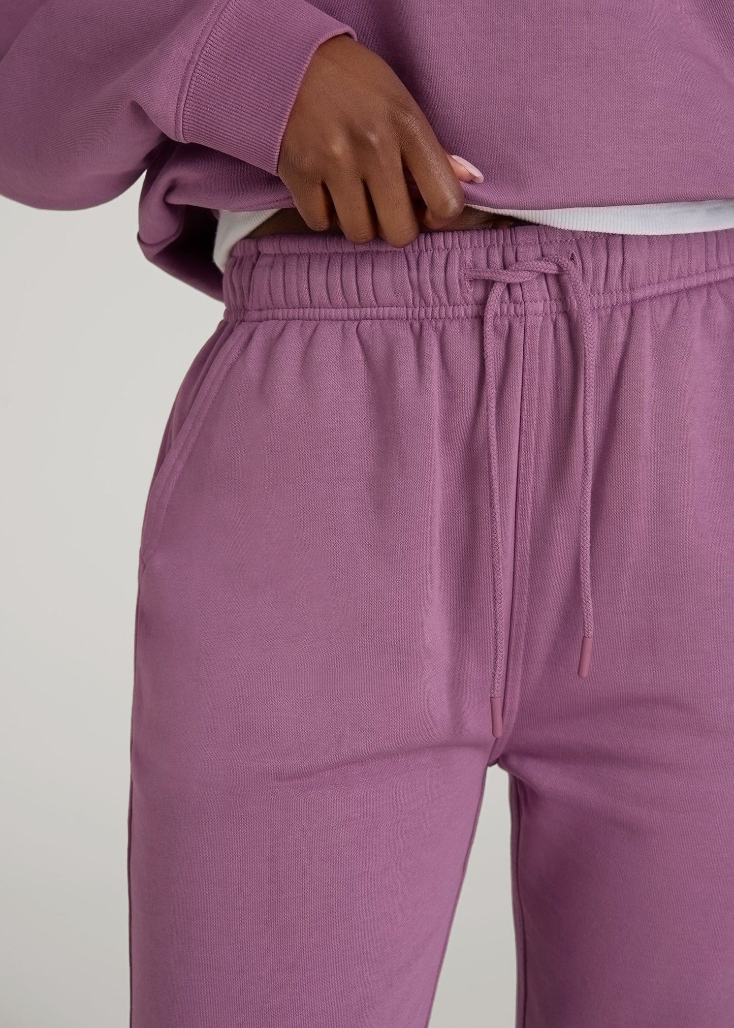 American Tall Women Garment Dyed Joggers for Tall Women in Washed Argyle Purple