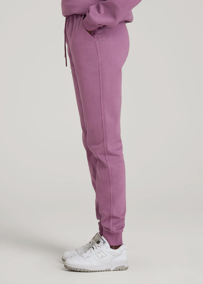 American Tall Women Garment Dyed Joggers for Tall Women in Washed Argyle Purple