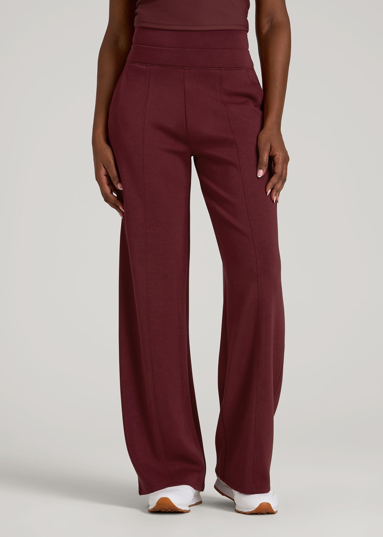 American Tall Women Soft Motion Wide Leg Ultra High Rise Pant for Tall Women in Tawny Port