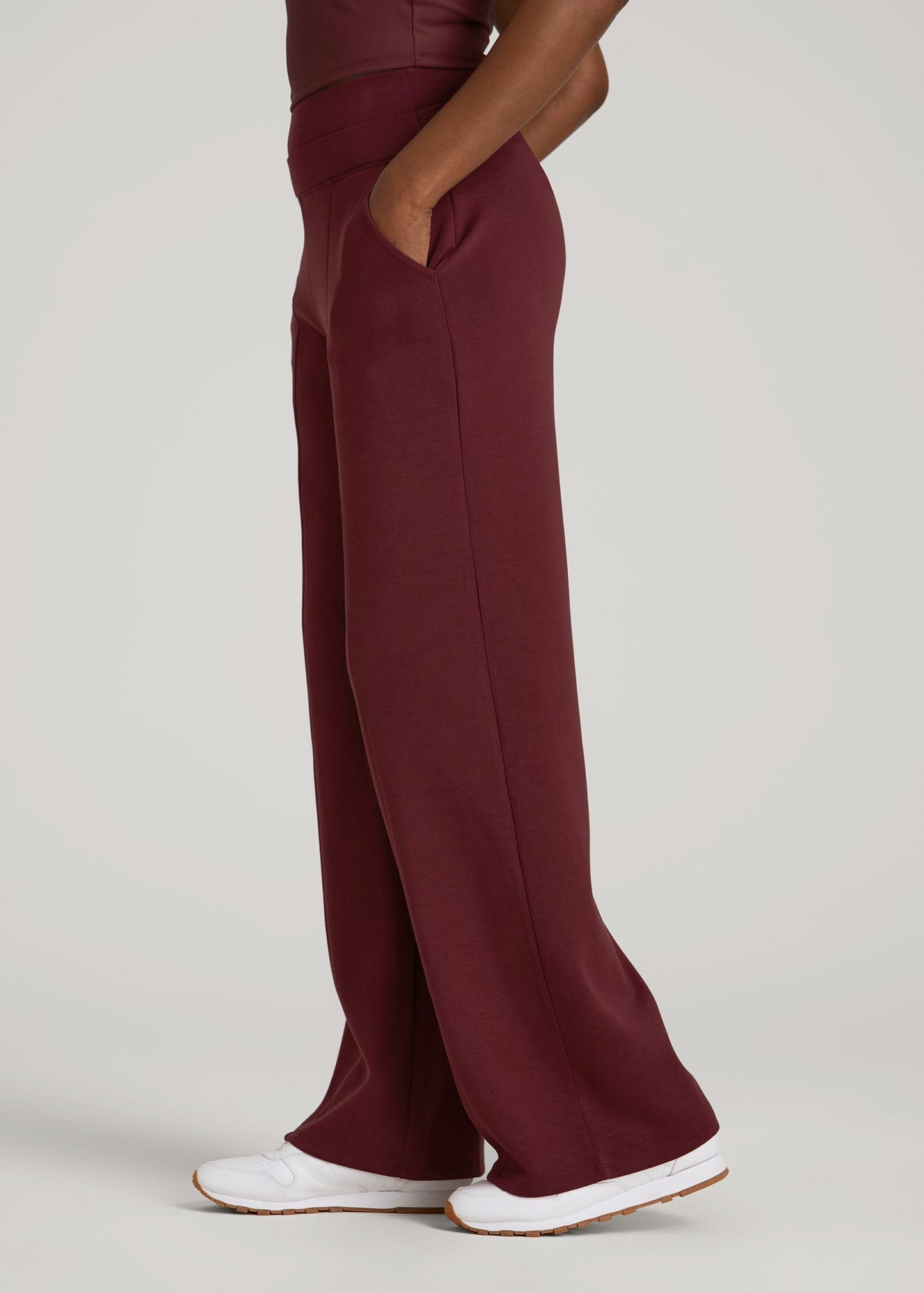 American Tall Women Soft Motion Wide Leg Ultra High Rise Pant for Tall Women in Tawny Port