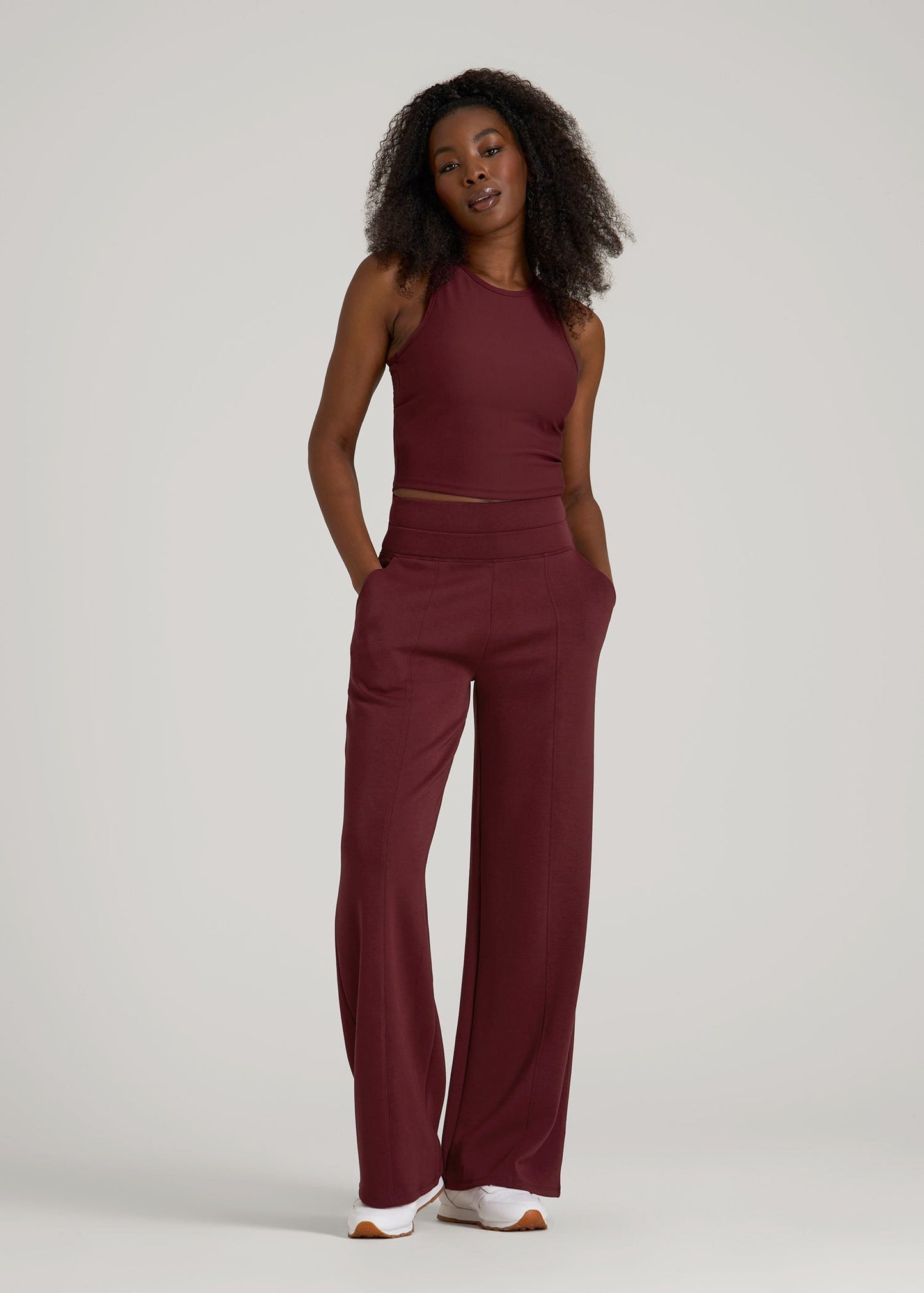 American Tall Women Soft Motion Wide Leg Ultra High Rise Pant for Tall Women in Tawny Port