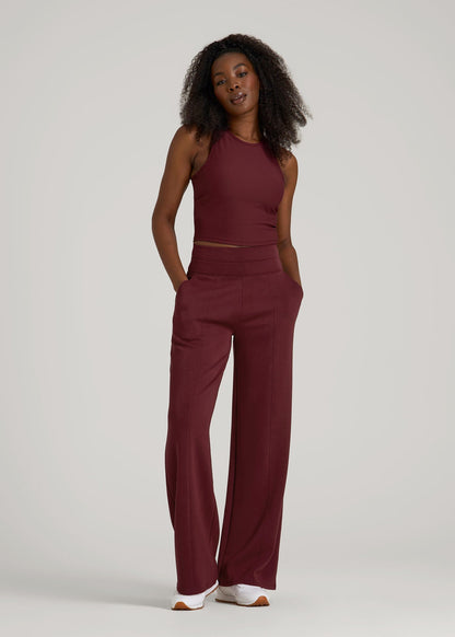 American Tall Women Soft Motion Wide Leg Ultra High Rise Pant for Tall Women in Tawny Port