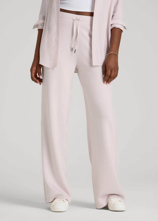 American Tall Women Pull-On Tie Waist Wide Leg Pants for Tall Women in Grey Lilac