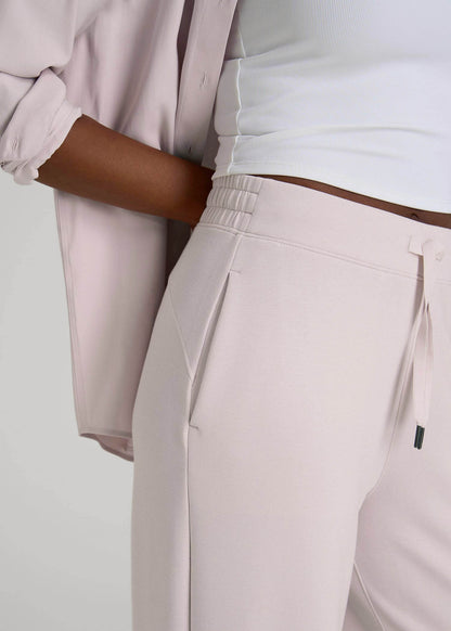 American Tall Women Pull-On Tie Waist Wide Leg Pants for Tall Women in Grey Lilac