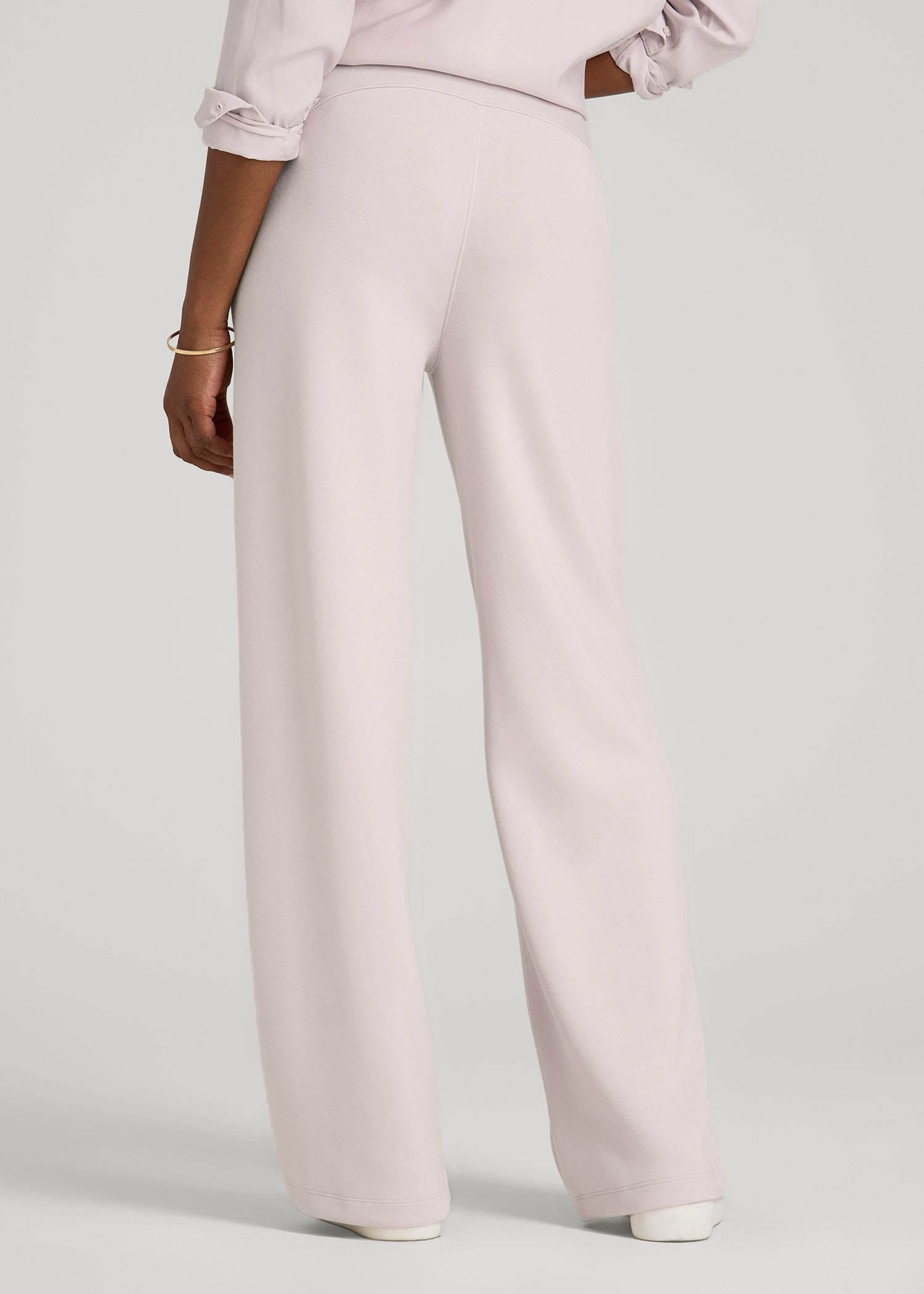 American Tall Women Pull-On Tie Waist Wide Leg Pants for Tall Women in Grey Lilac