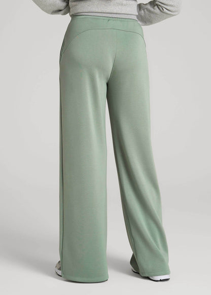American Tall Women Pull-On Tie Waist Wide Leg Pants for Tall Women in Seagrass