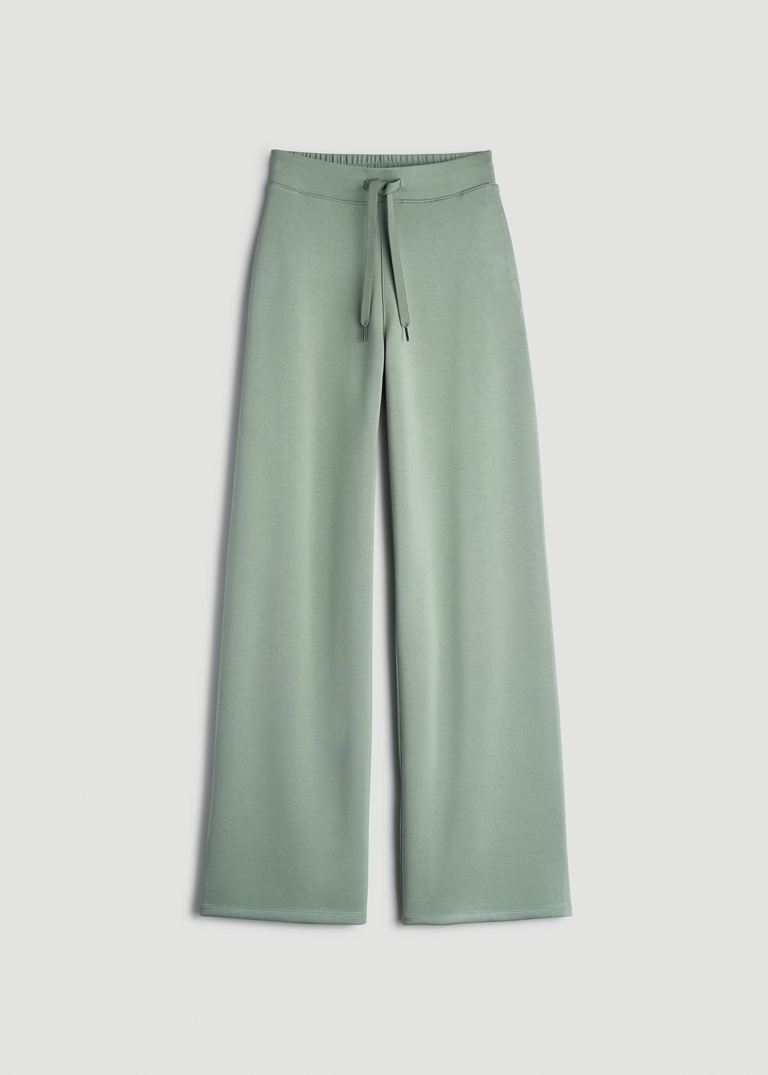 American Tall Women Pull-On Tie Waist Wide Leg Pants for Tall Women in Seagrass