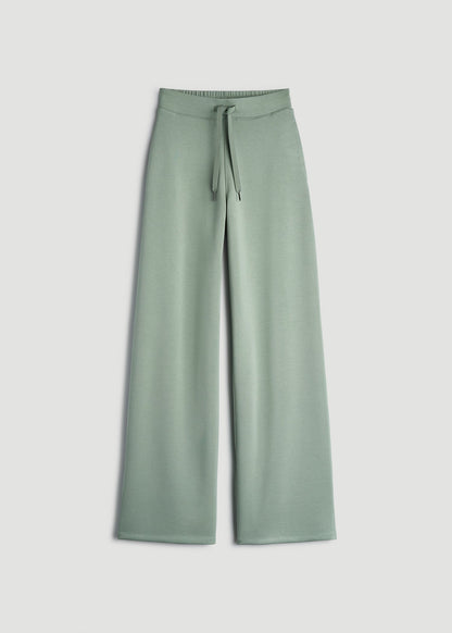 American Tall Women Pull-On Tie Waist Wide Leg Pants for Tall Women in Seagrass