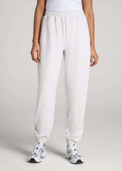 American Tall Women Wearever Oversized French Terry Joggers for Tall Women in Heather Cloud White