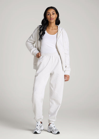American Tall Women Wearever Oversized French Terry Joggers for Tall Women in Heather Cloud White