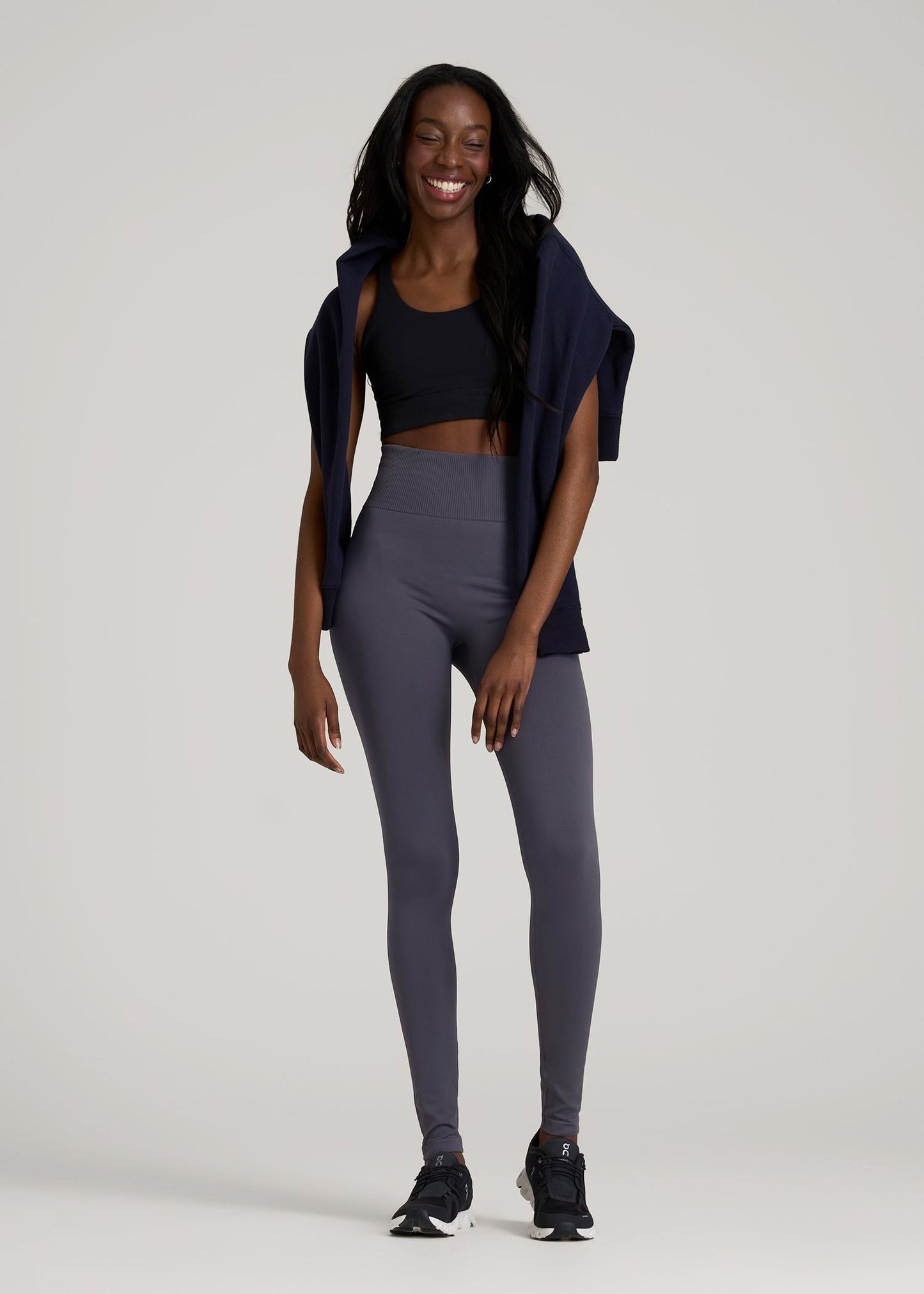American Tall Women|Men Compression Training Leggings for Tall Women in Periscope Grey
