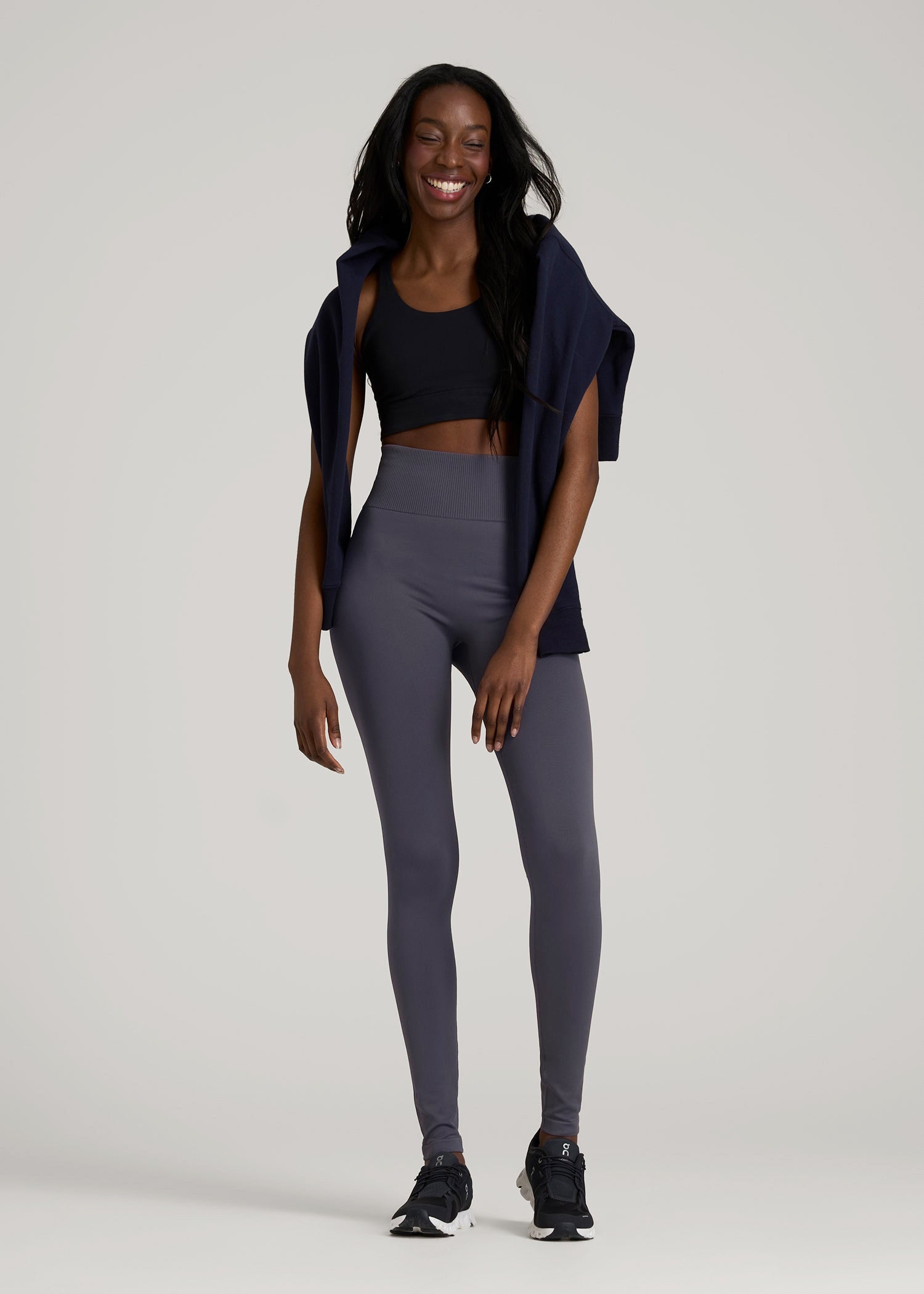 American Tall Women|Men Compression Training Leggings for Tall Women in Periscope Grey