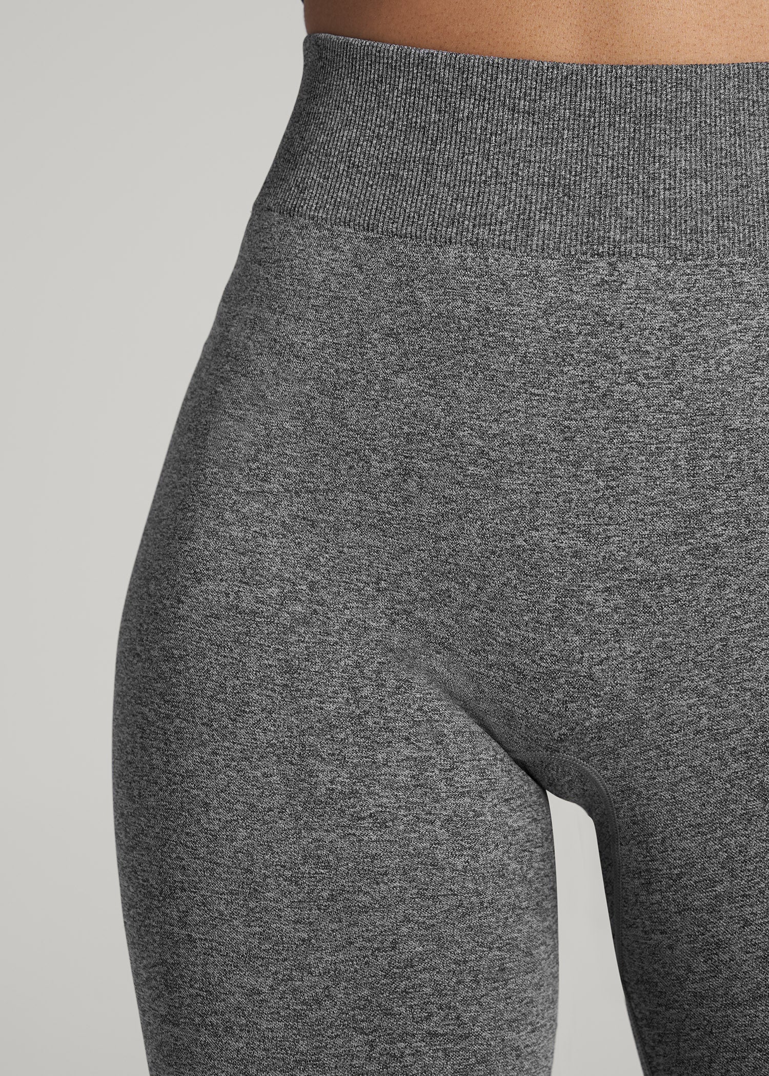 American Tall Women Seamless Leggings for Tall Women in Black & Grey Heather