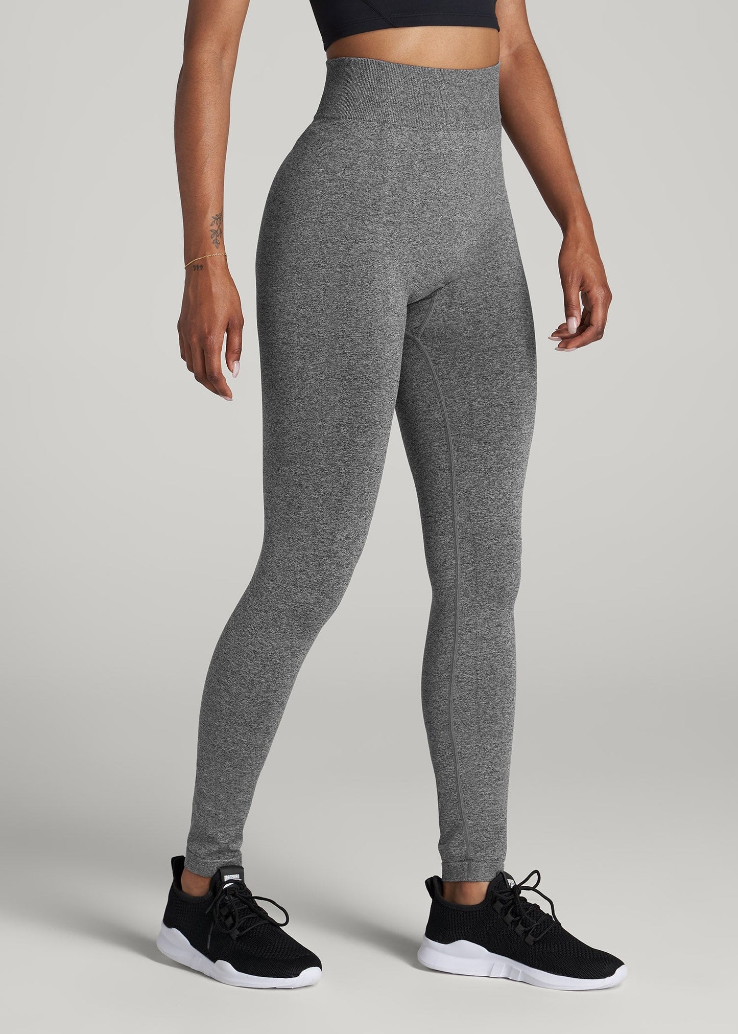 American Tall Women Seamless Leggings for Tall Women in Black & Grey Heather