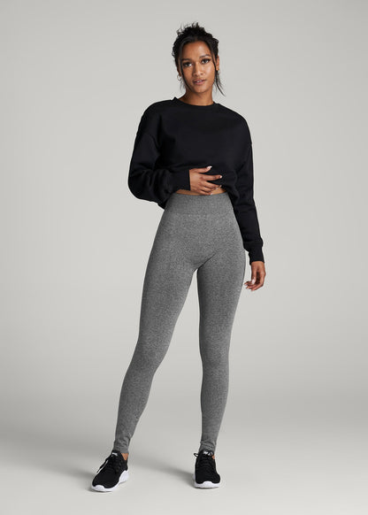 American Tall Women Seamless Leggings for Tall Women in Black & Grey Heather