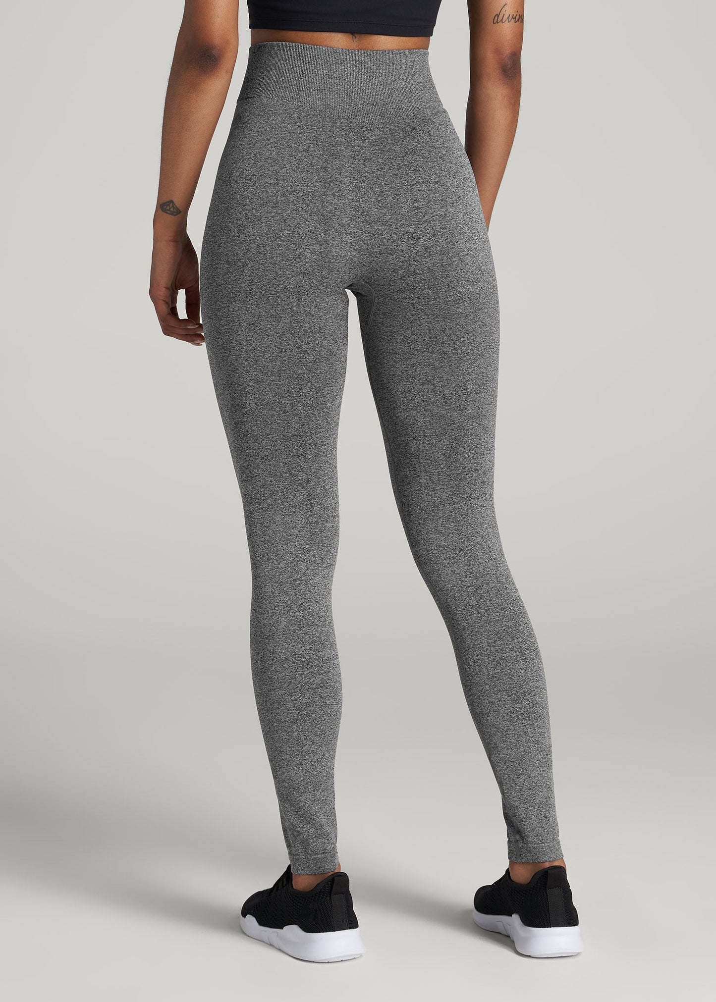 American Tall Women Seamless Leggings for Tall Women in Black & Grey Heather