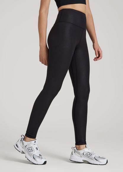 American Tall Women|Men Balance High-Rise Leggings for Tall Women in Black Shine