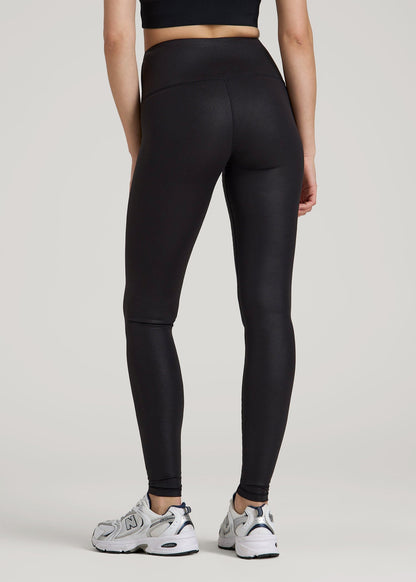 American Tall Women|Men Balance High-Rise Leggings for Tall Women in Black Shine