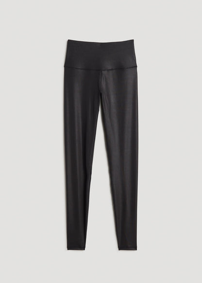 American Tall Women|Men Balance High-Rise Leggings for Tall Women in Black Shine
