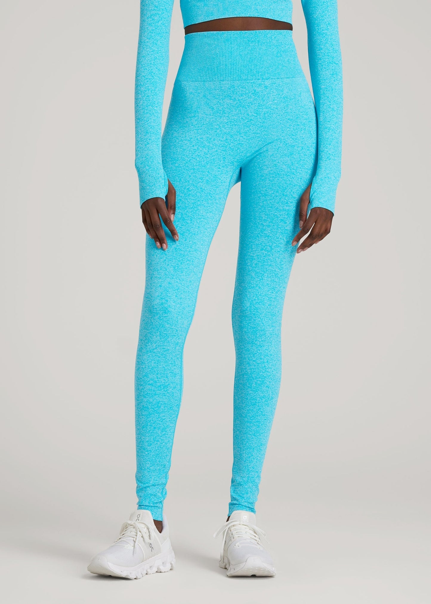 American Tall Women|Men Compression Training Leggings for Tall Women in Scuba Blue Mix