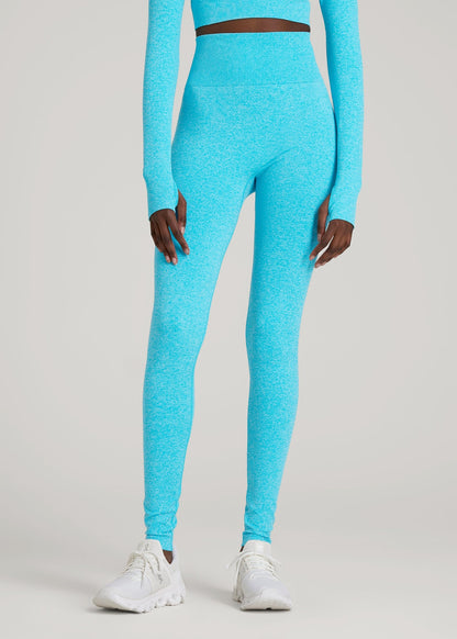 American Tall Women|Men Compression Training Leggings for Tall Women in Scuba Blue Mix