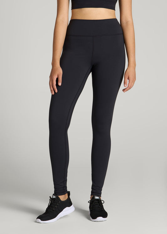American Tall Women Movement High Rise Cheeky Leggings for Tall Women in Black