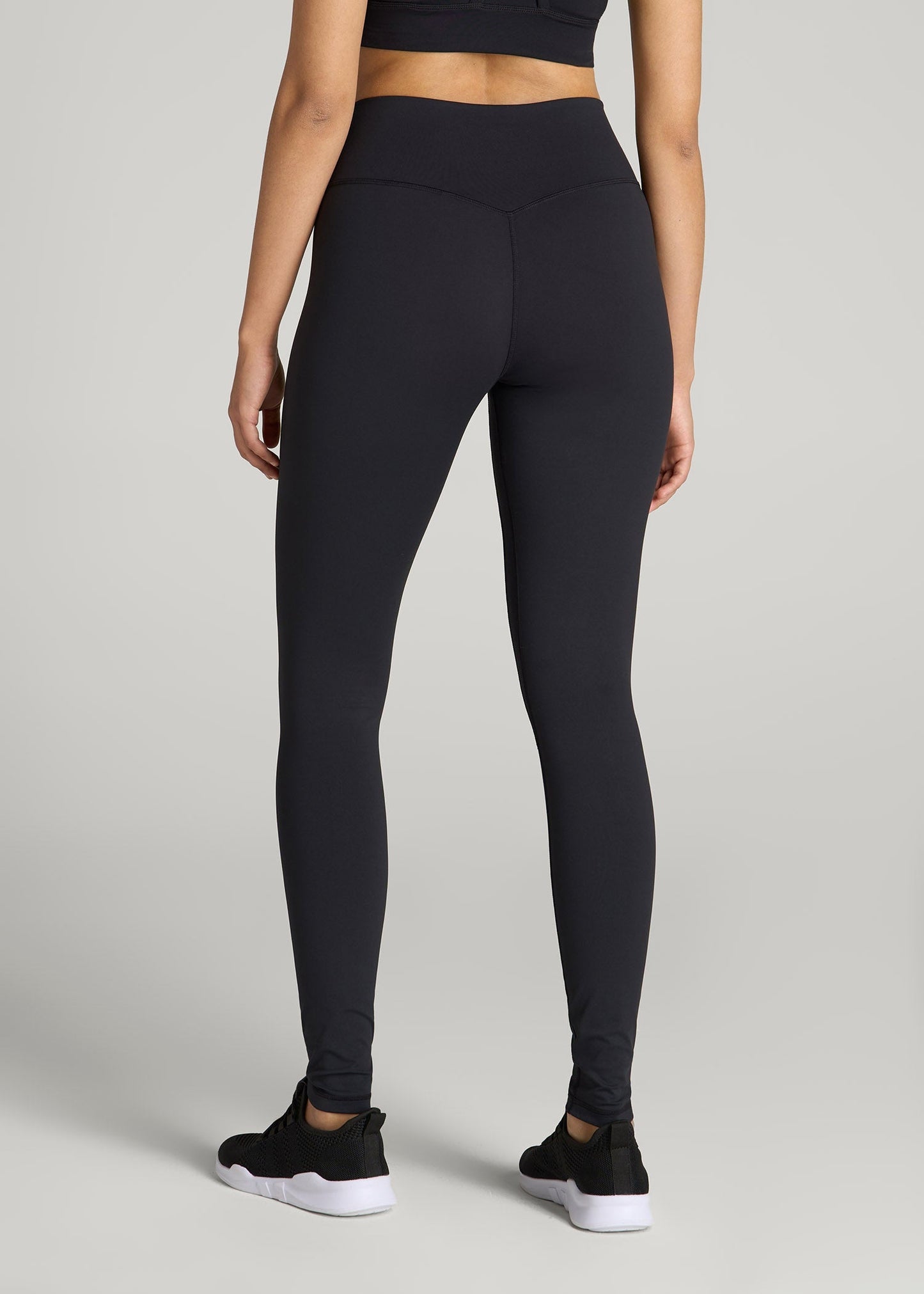 American Tall Women Movement High Rise Cheeky Leggings for Tall Women in Black