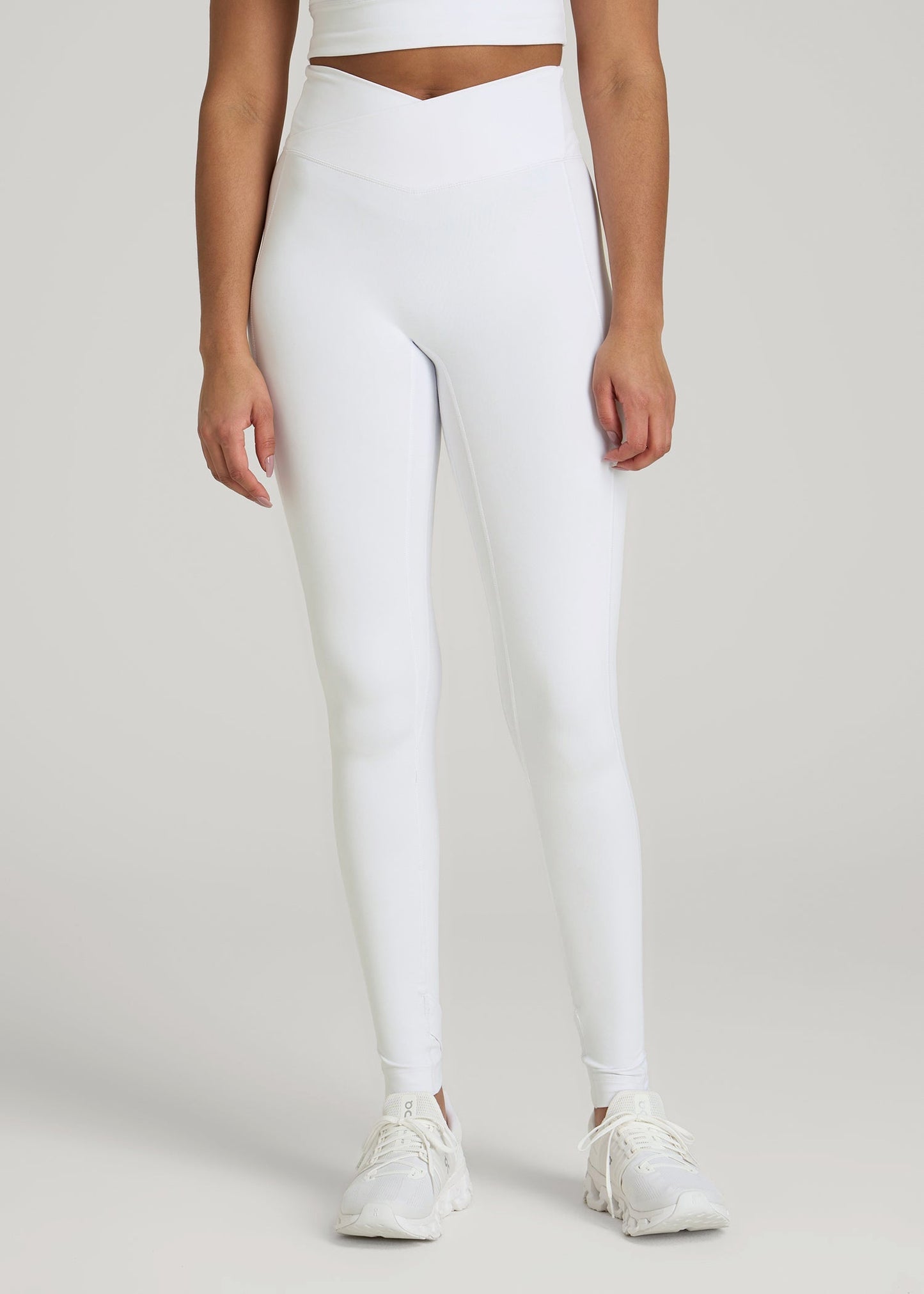 American Tall Women|Men Balance Cross Over Leggings for Tall Women in White