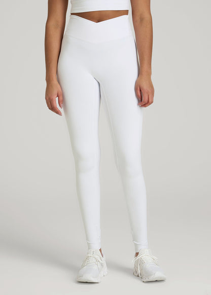 American Tall Women|Men Balance Cross Over Leggings for Tall Women in White
