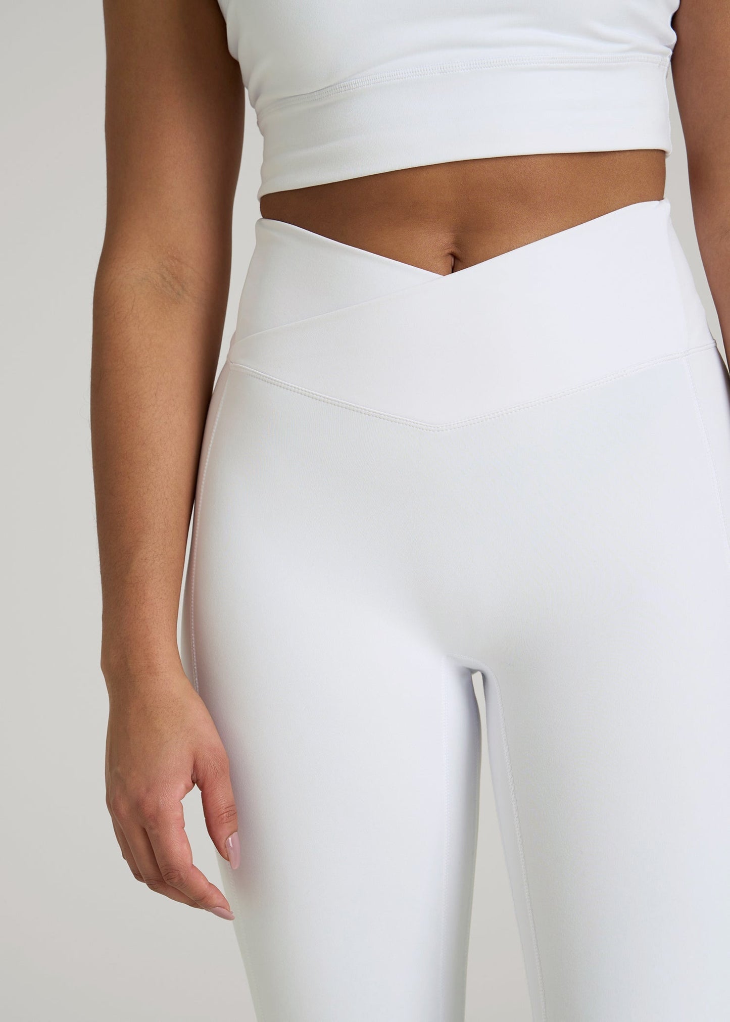 American Tall Women|Men Balance Cross Over Leggings for Tall Women in White