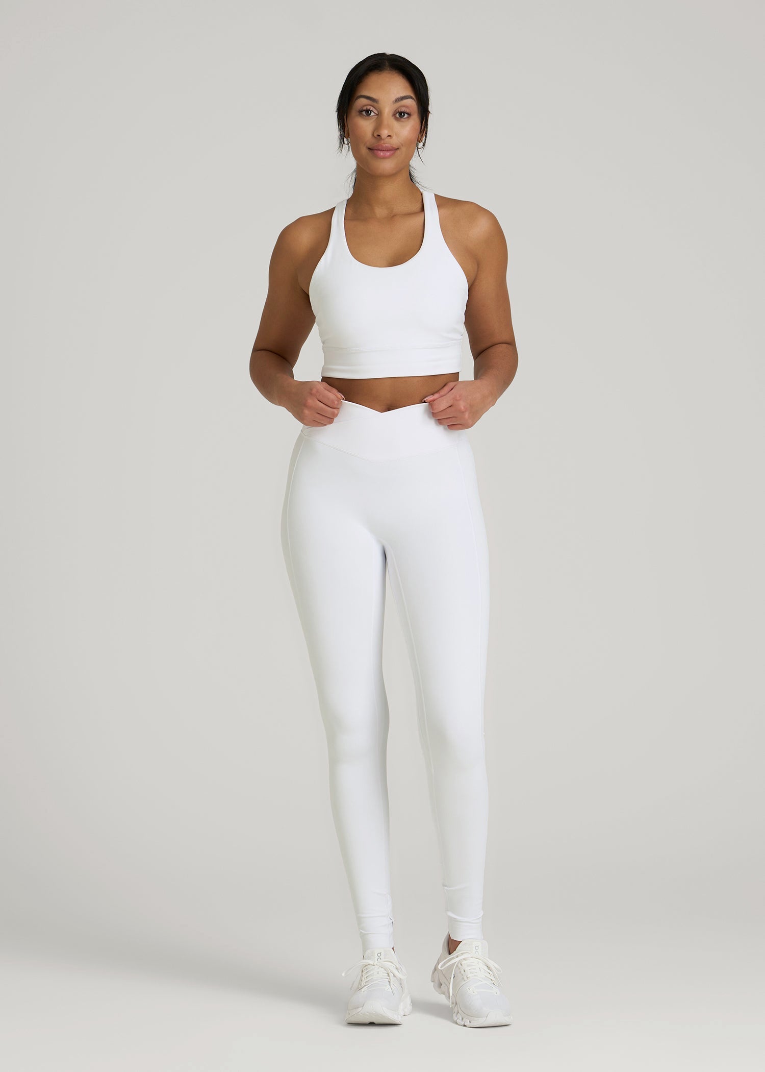 American Tall Women|Men Balance Cross Over Leggings for Tall Women in White