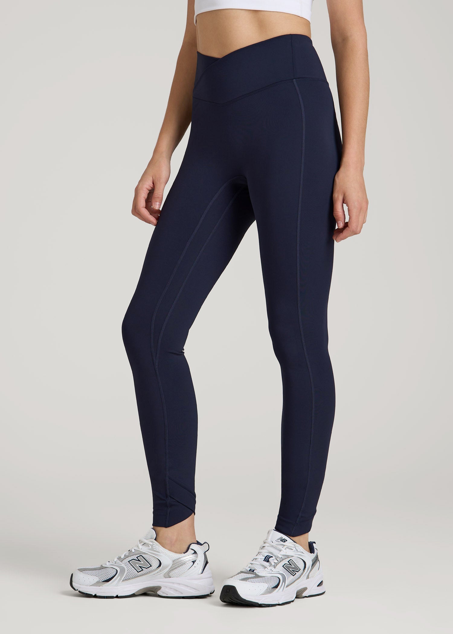 American Tall Women|Men Balance Cross Over Leggings for Tall Women in Dark Navy