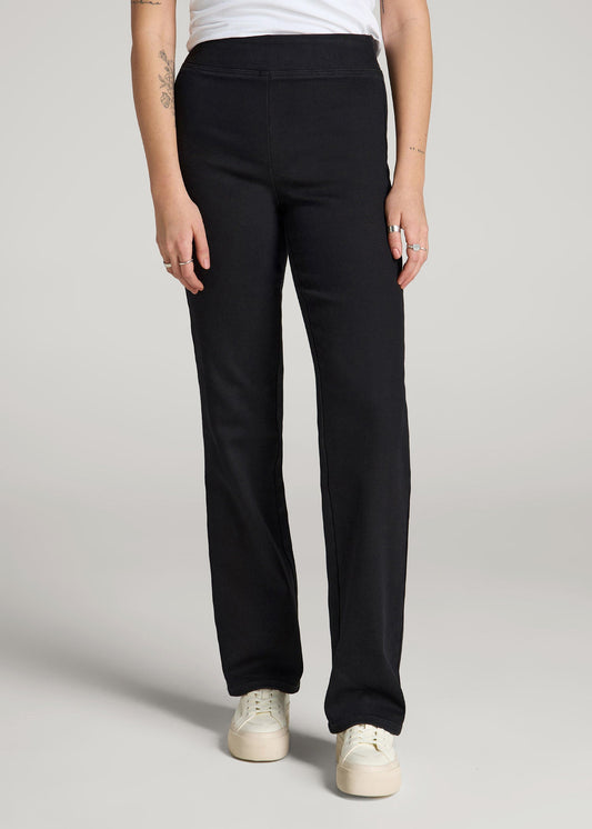 American Tall Women|Men Harper Pull-on Straight Leg Jeans for Tall Women in Washed Black