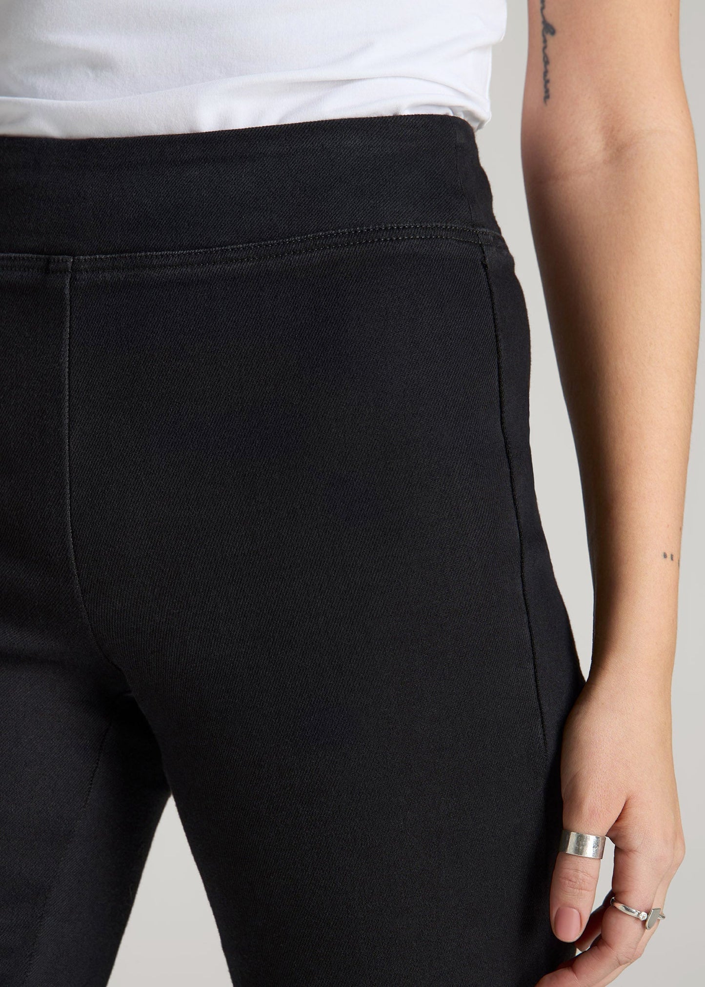 American Tall Women|Men Harper Pull-on Straight Leg Jeans for Tall Women in Washed Black
