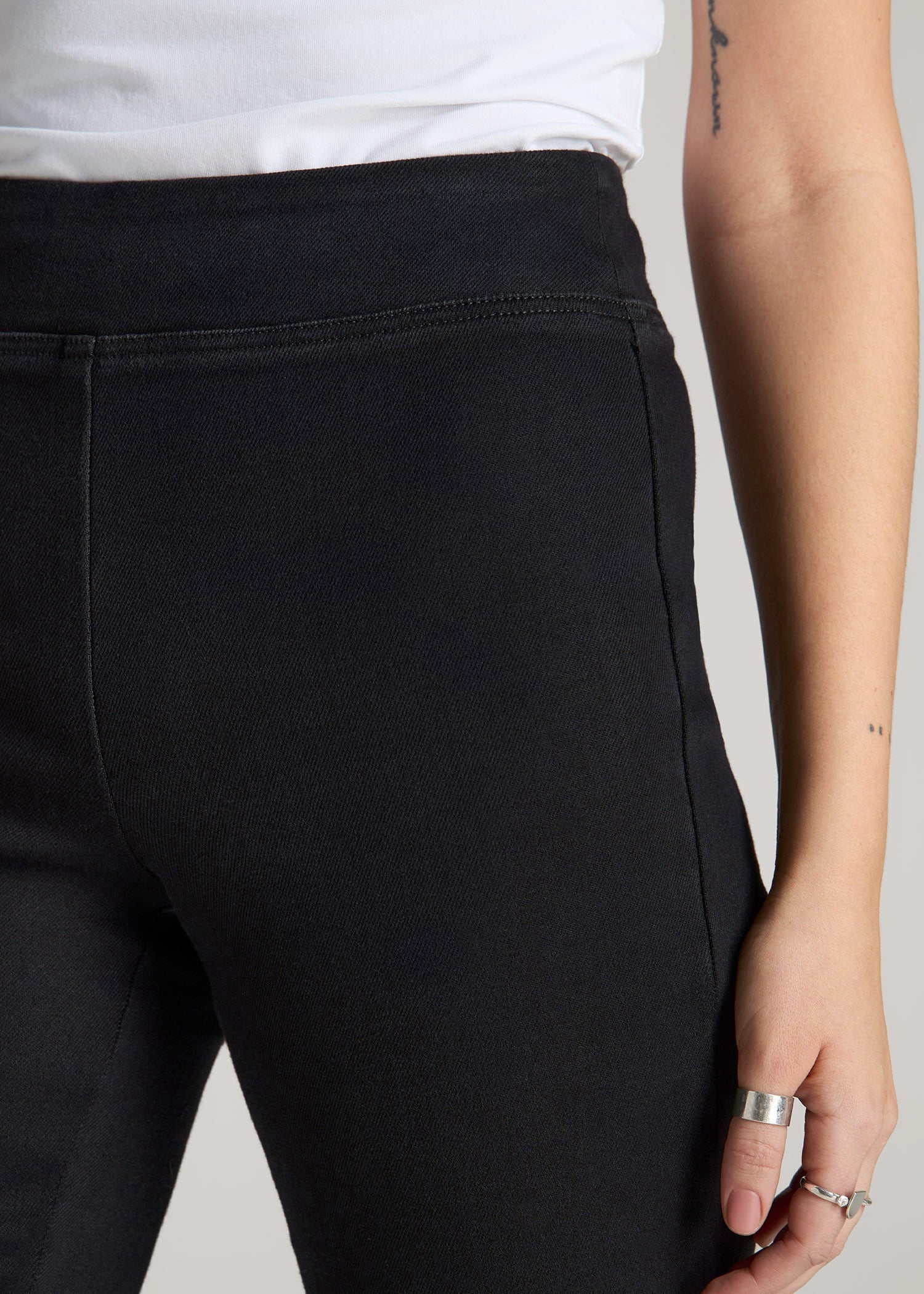 American Tall Women|Men Harper Pull-on Straight Leg Jeans for Tall Women in Washed Black