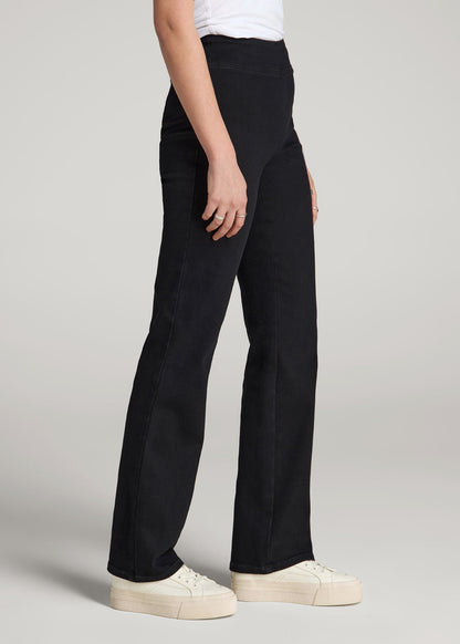 American Tall Women|Men Harper Pull-on Straight Leg Jeans for Tall Women in Washed Black