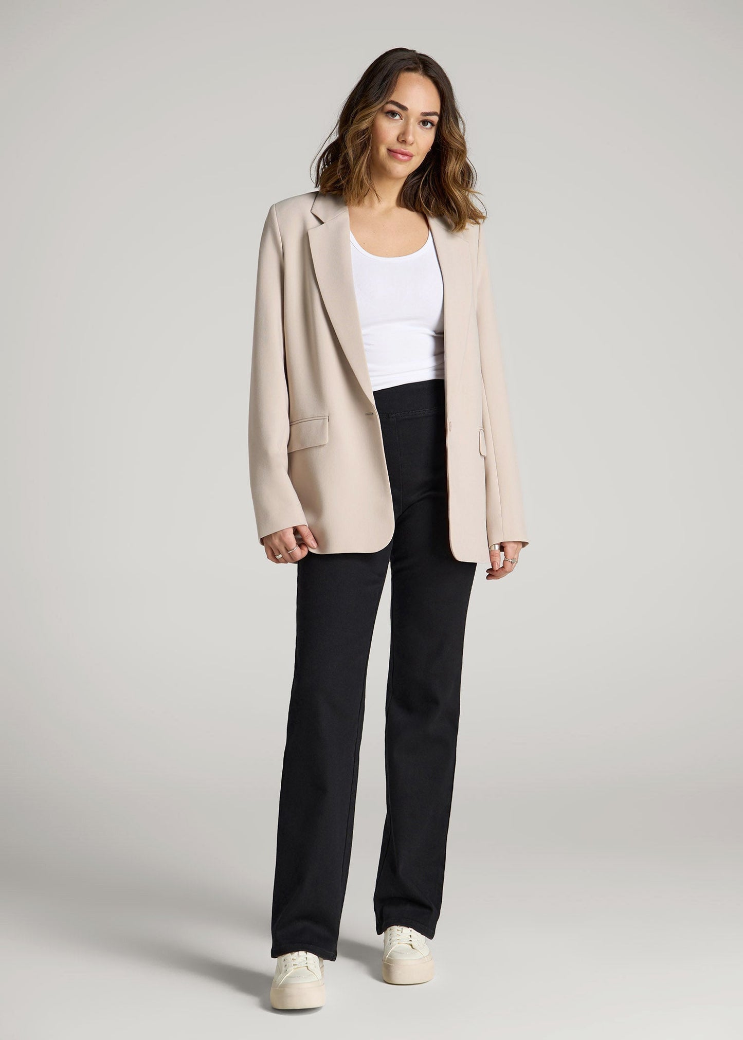 American Tall Women|Men Harper Pull-on Straight Leg Jeans for Tall Women in Washed Black