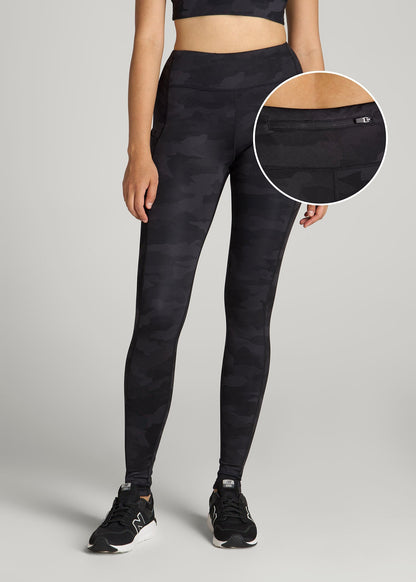 American Tall Women Women's Active Leggings with Pockets for Tall Women in Grey Camo