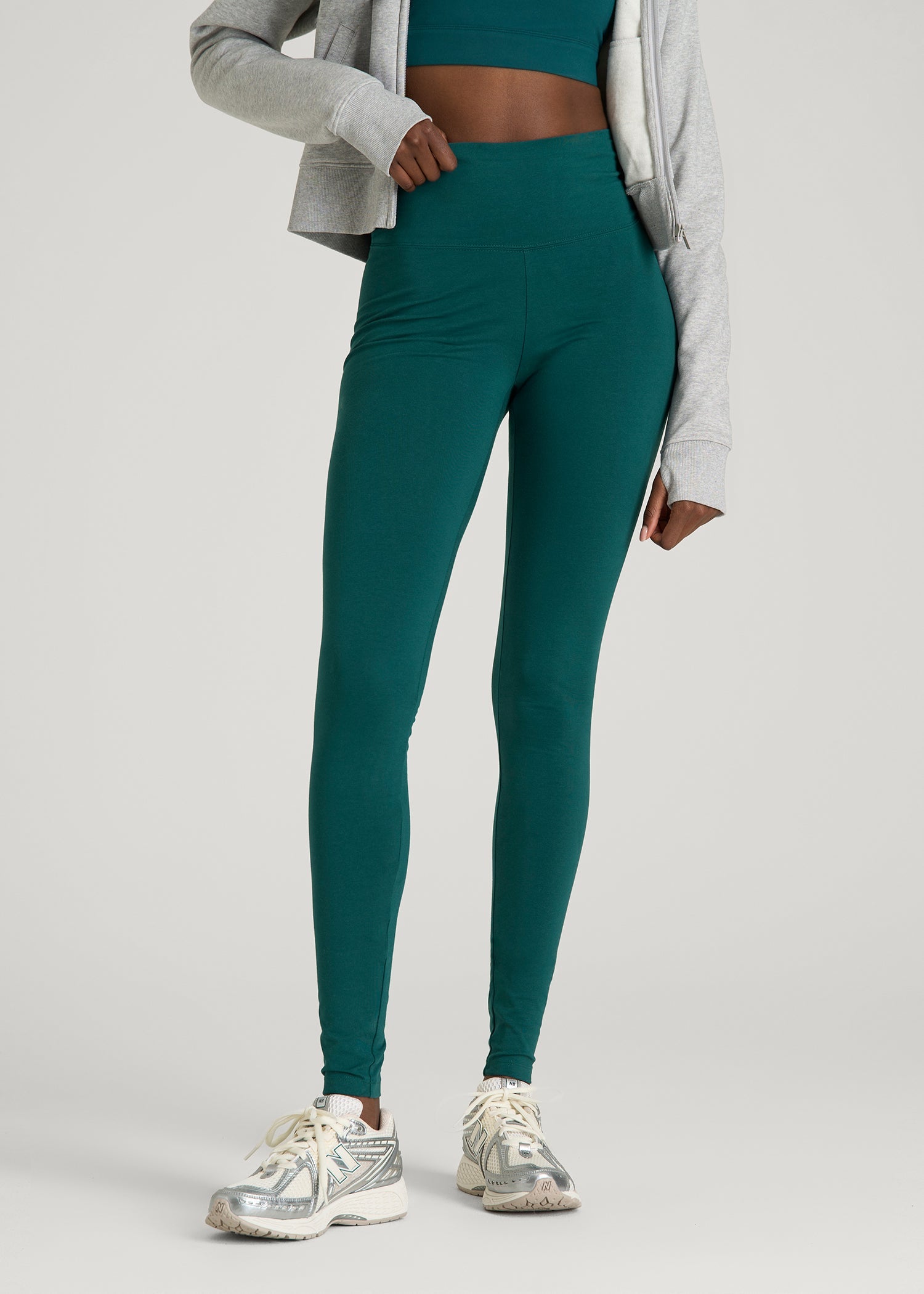 American Tall Women Cotton Leggings for Tall Women in Deep Teal