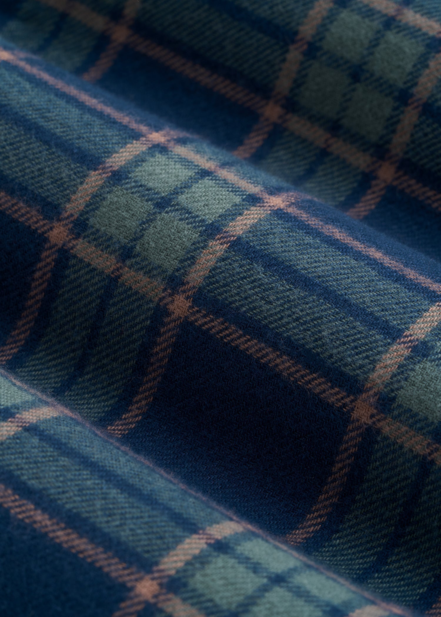 American Tall Women Tie Waist Flannel Pajama Pants for Tall Women in Navy and Balsam Green Plaid