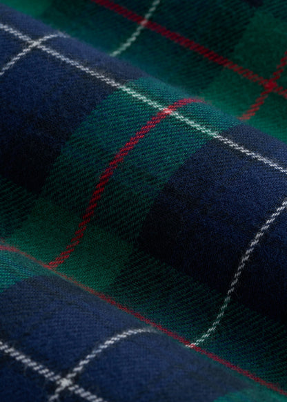 American Tall Women Tie Waist Flannel Pajama Pants for Tall Women in Green and Blue Plaid