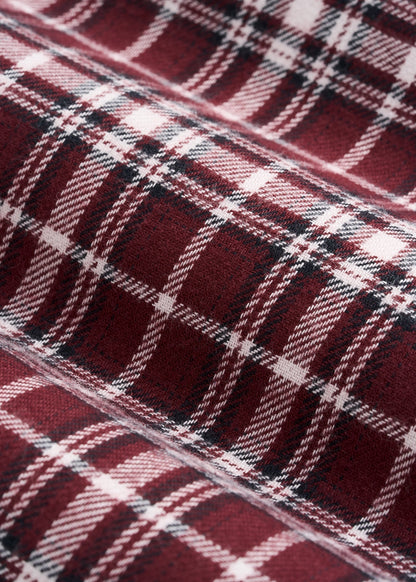 American Tall Women Tie Waist Flannel Pajama Pants for Tall Women in Wine and Grey Lilac Plaid