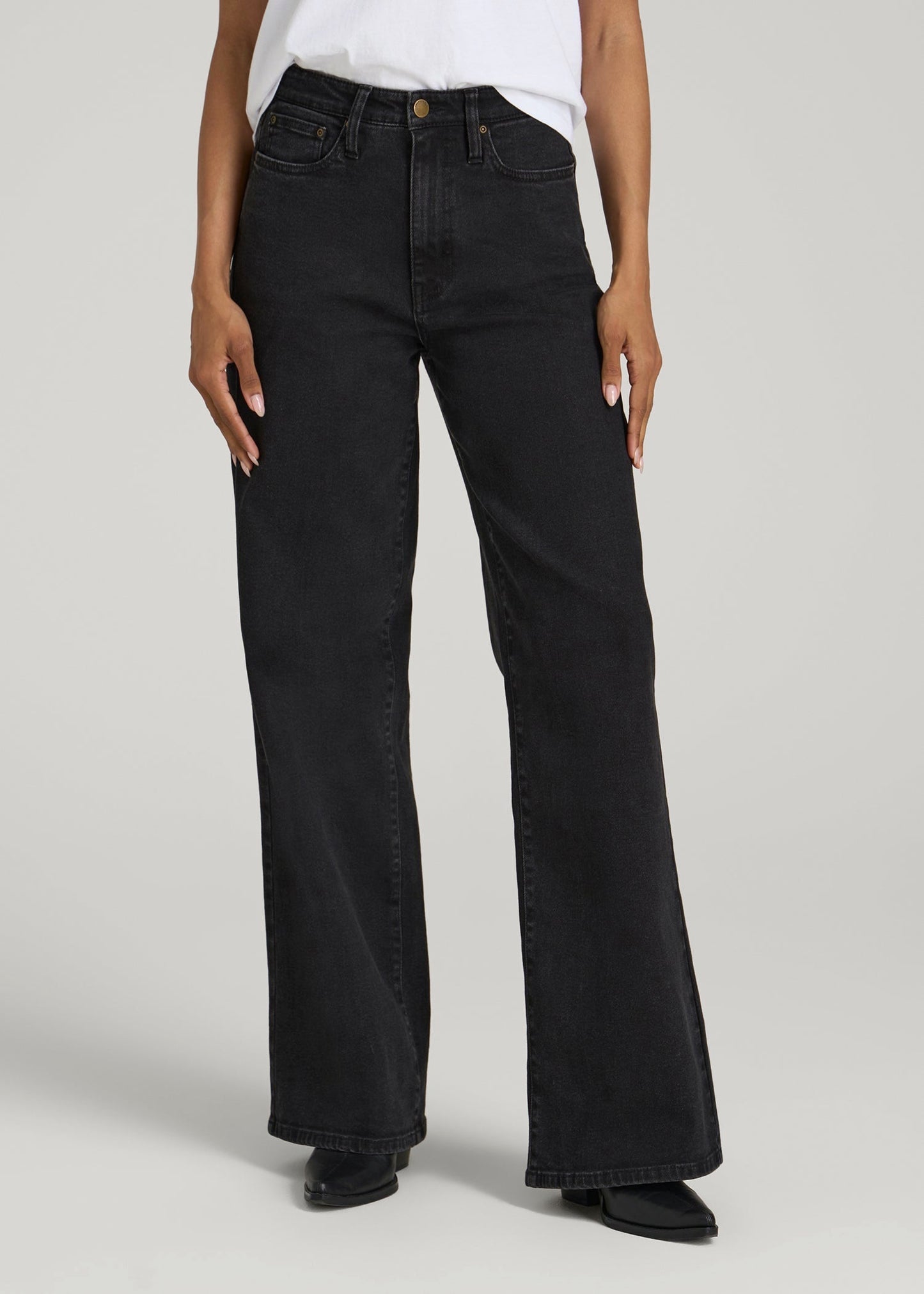 American Tall Women Stevie Wide Leg Jeans for Tall Women in Onyx Black Wash