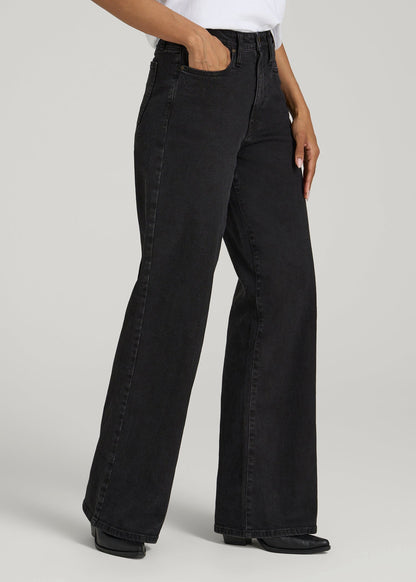 American Tall Women Stevie Wide Leg Jeans for Tall Women in Onyx Black Wash