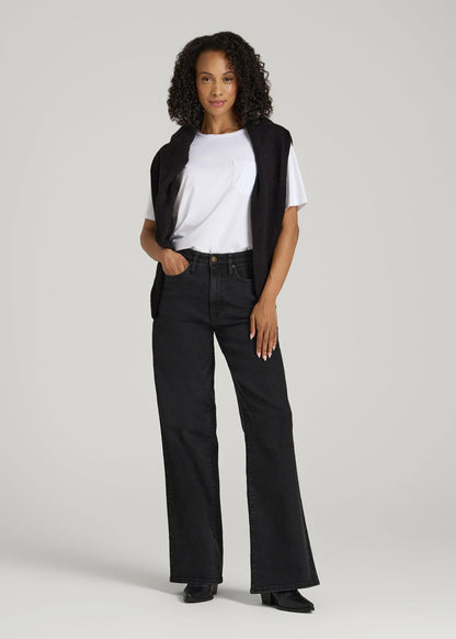 American Tall Women Stevie Wide Leg Jeans for Tall Women in Onyx Black Wash
