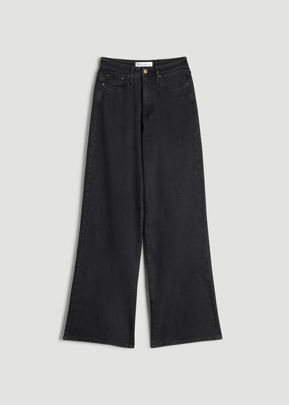 American Tall Women Stevie Wide Leg Jeans for Tall Women in Onyx Black Wash